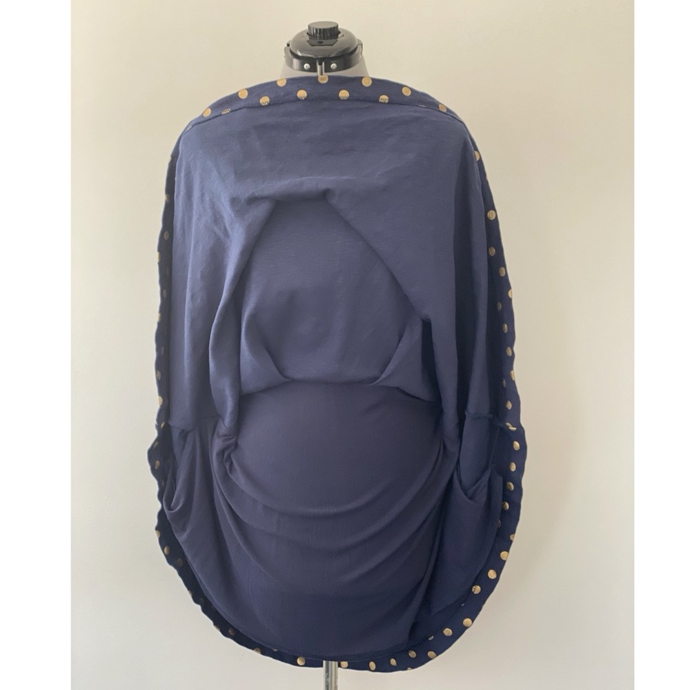 Anthropologie Navy Blue Polka Dot Midi Dress - Picture 8 of 10